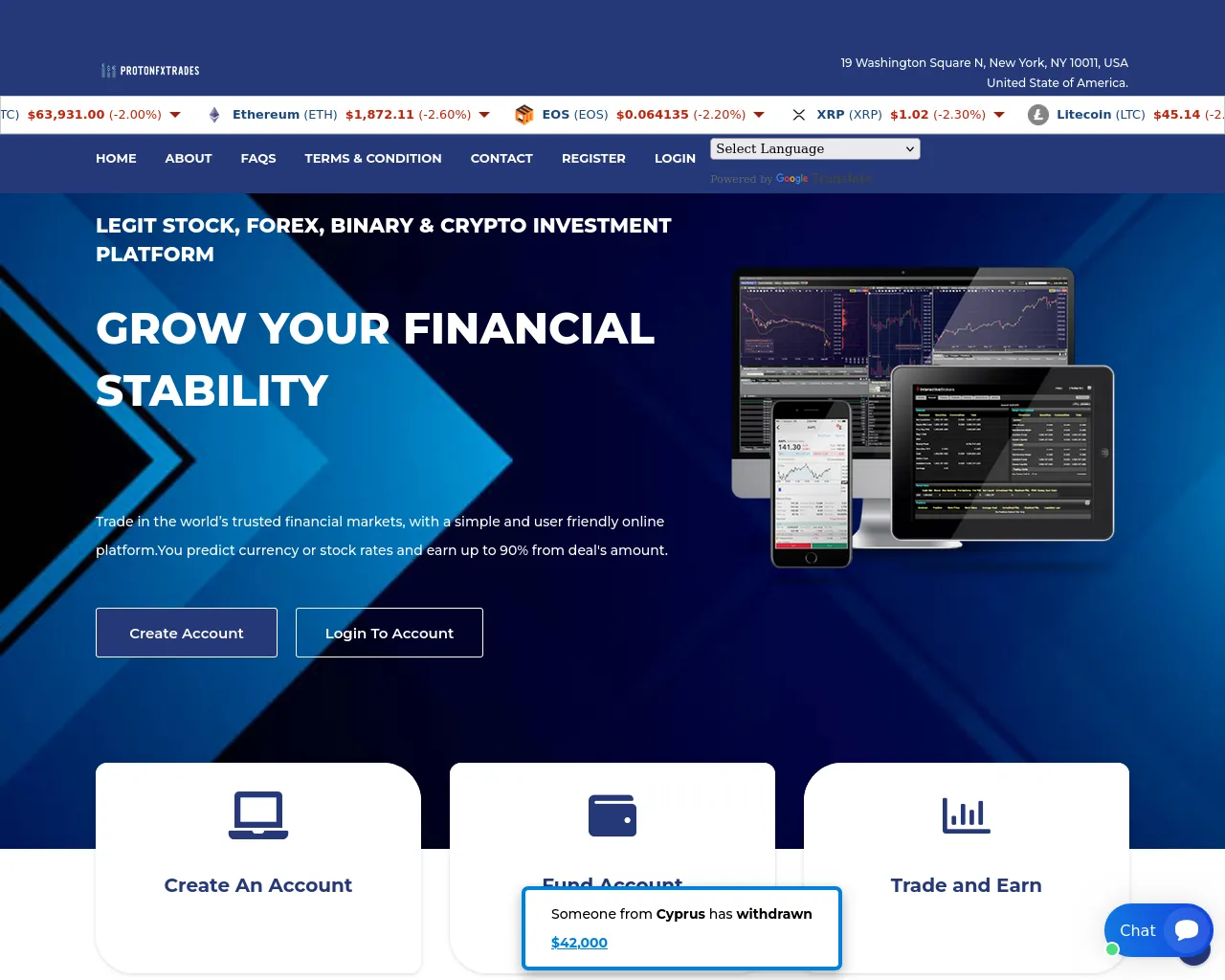 Screenshot of protonfxtrades.cfd