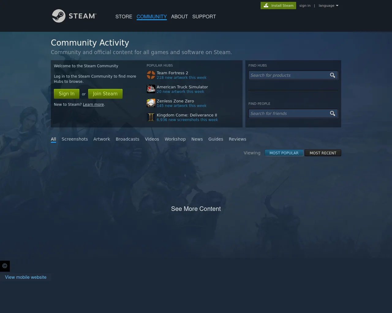 Screenshot of steam-community-proxy.mengjianghu.asia