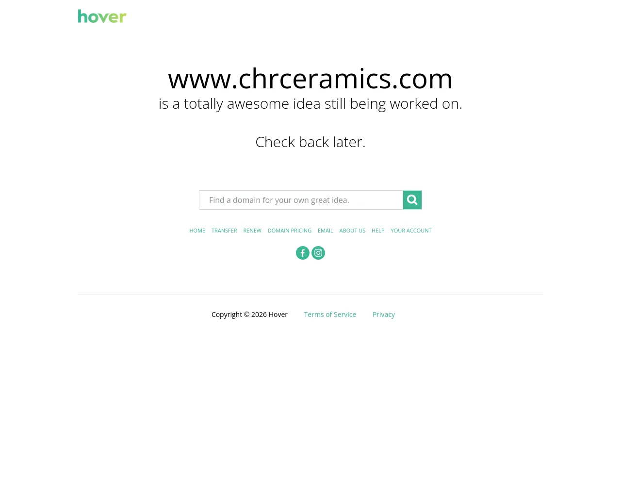 Screenshot of chrceramics.com