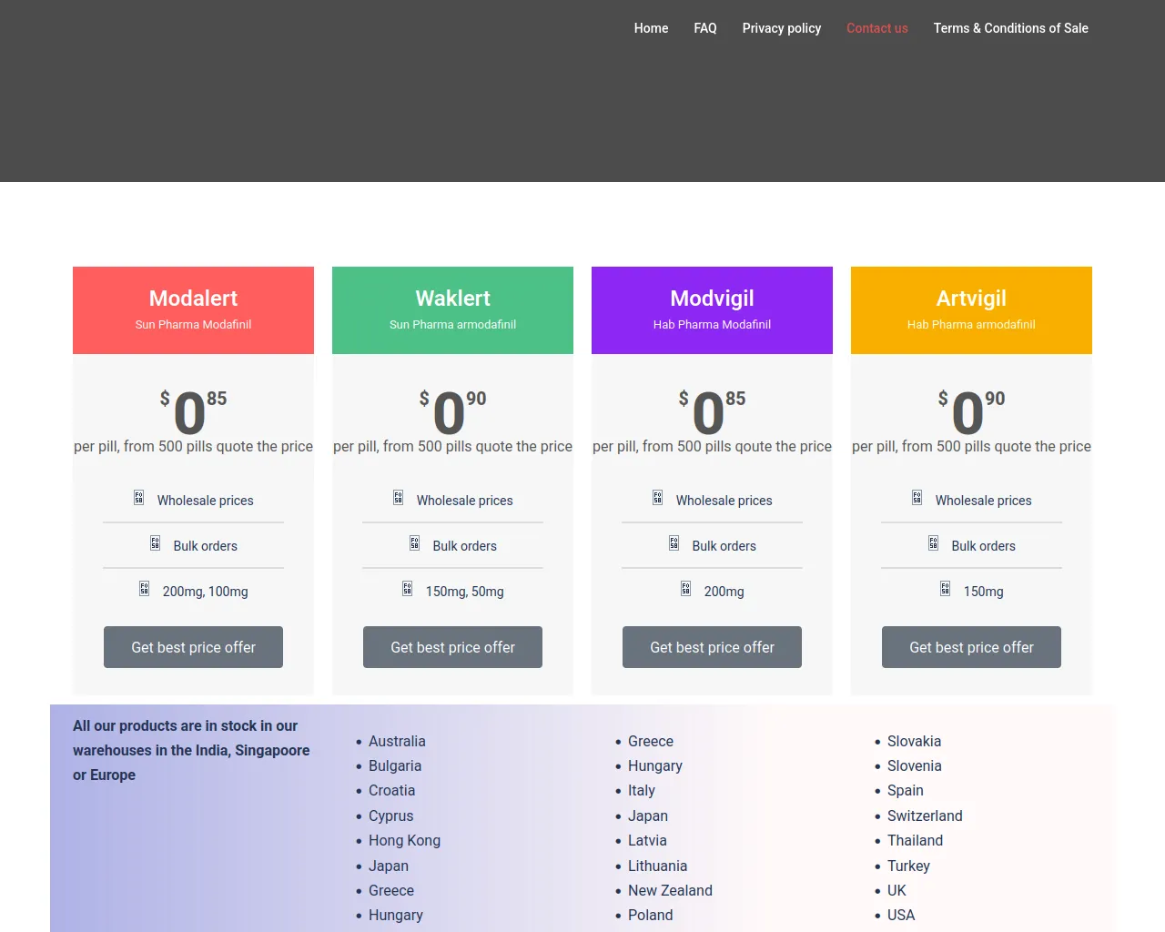Screenshot of buymodafinilwholesale.com