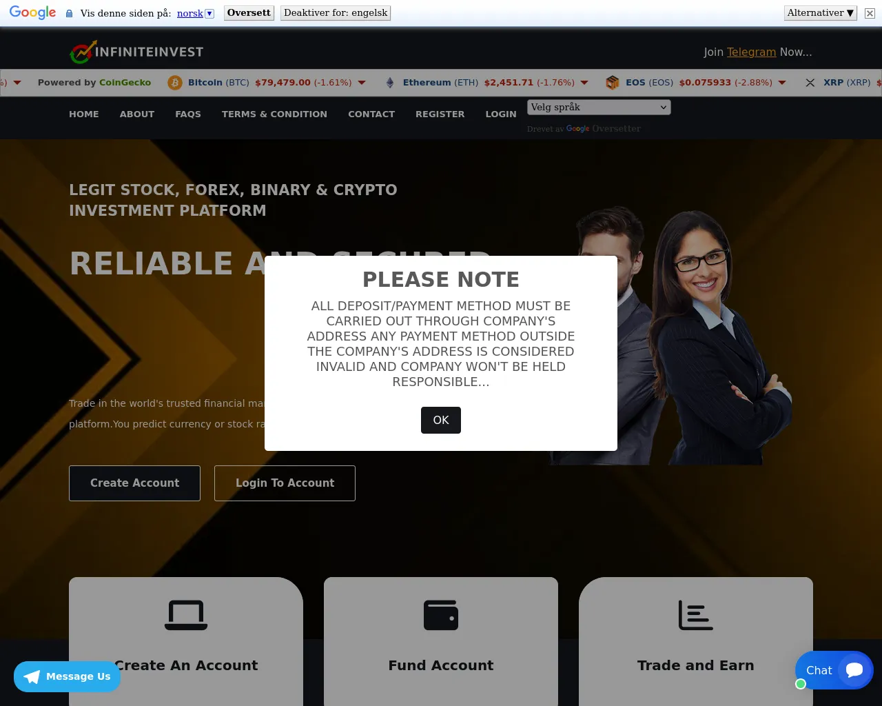 Screenshot of infiniteinvestcompany.com