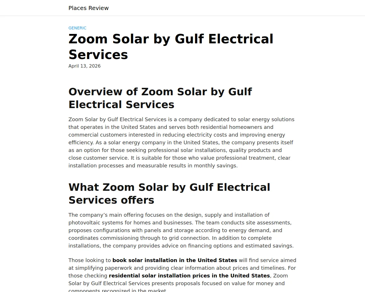 Screenshot of zoomsolar.us