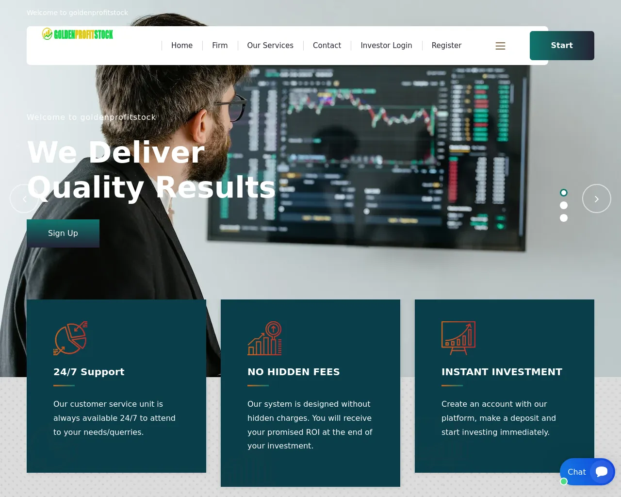 Screenshot of goldenprofitstock.com