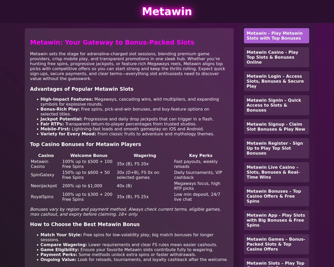 Screenshot of play-metawin.org