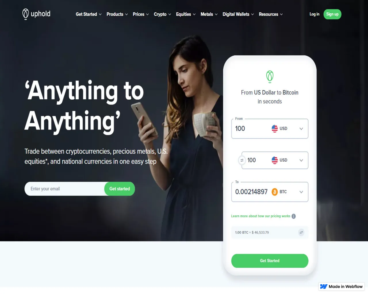 Screenshot of uphold-isso-login.webflow.io
