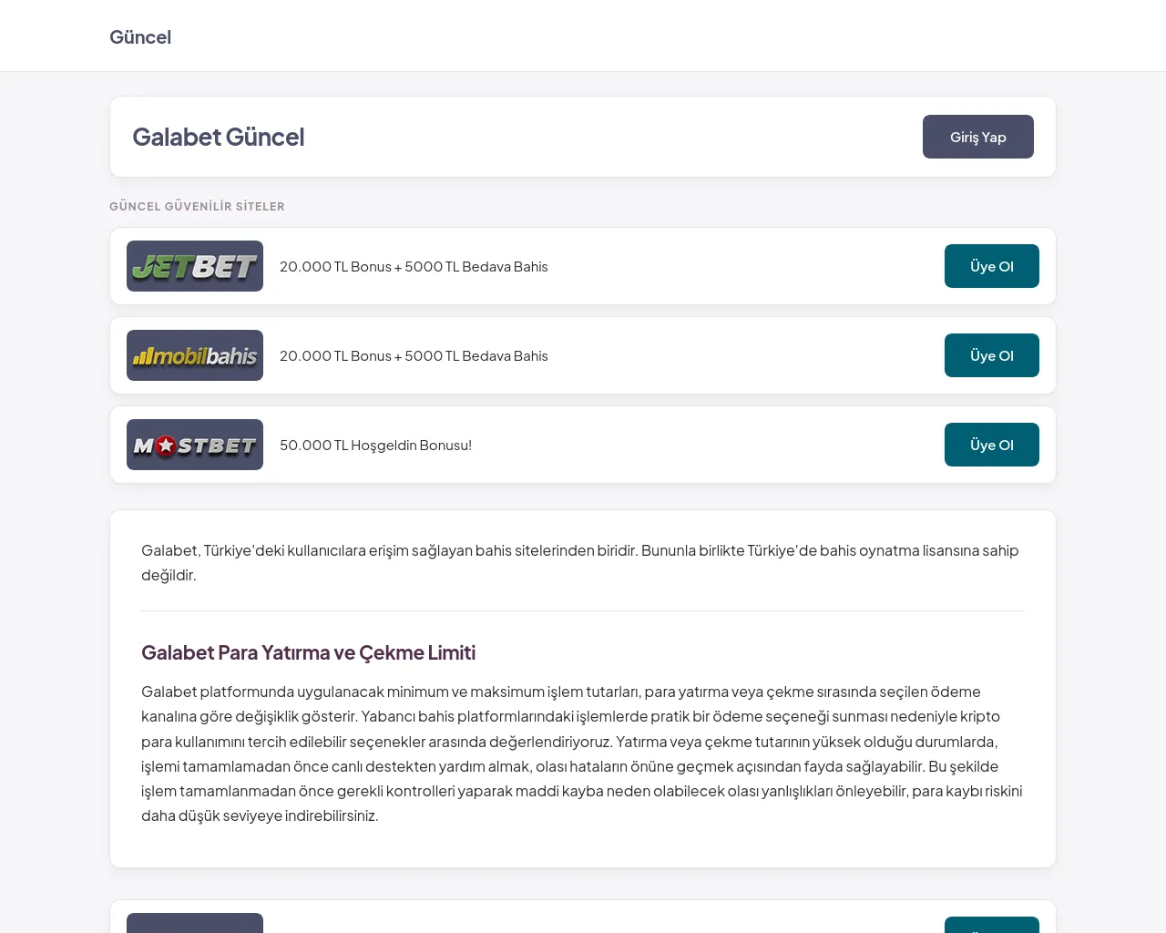 Screenshot of galabet.guncel45.one