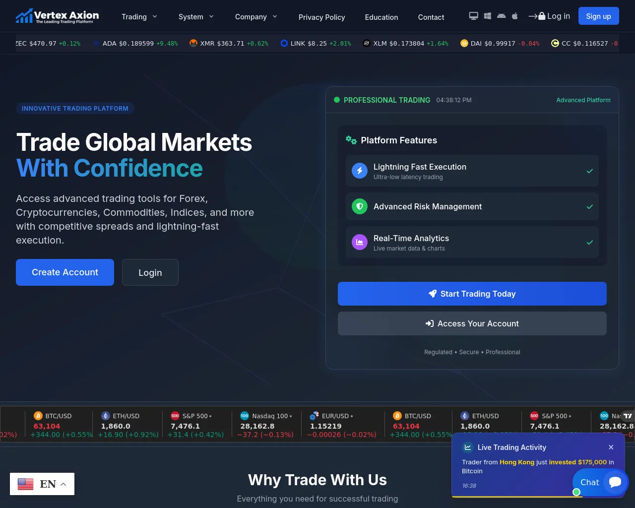 Screenshot of vertexaxion.com
