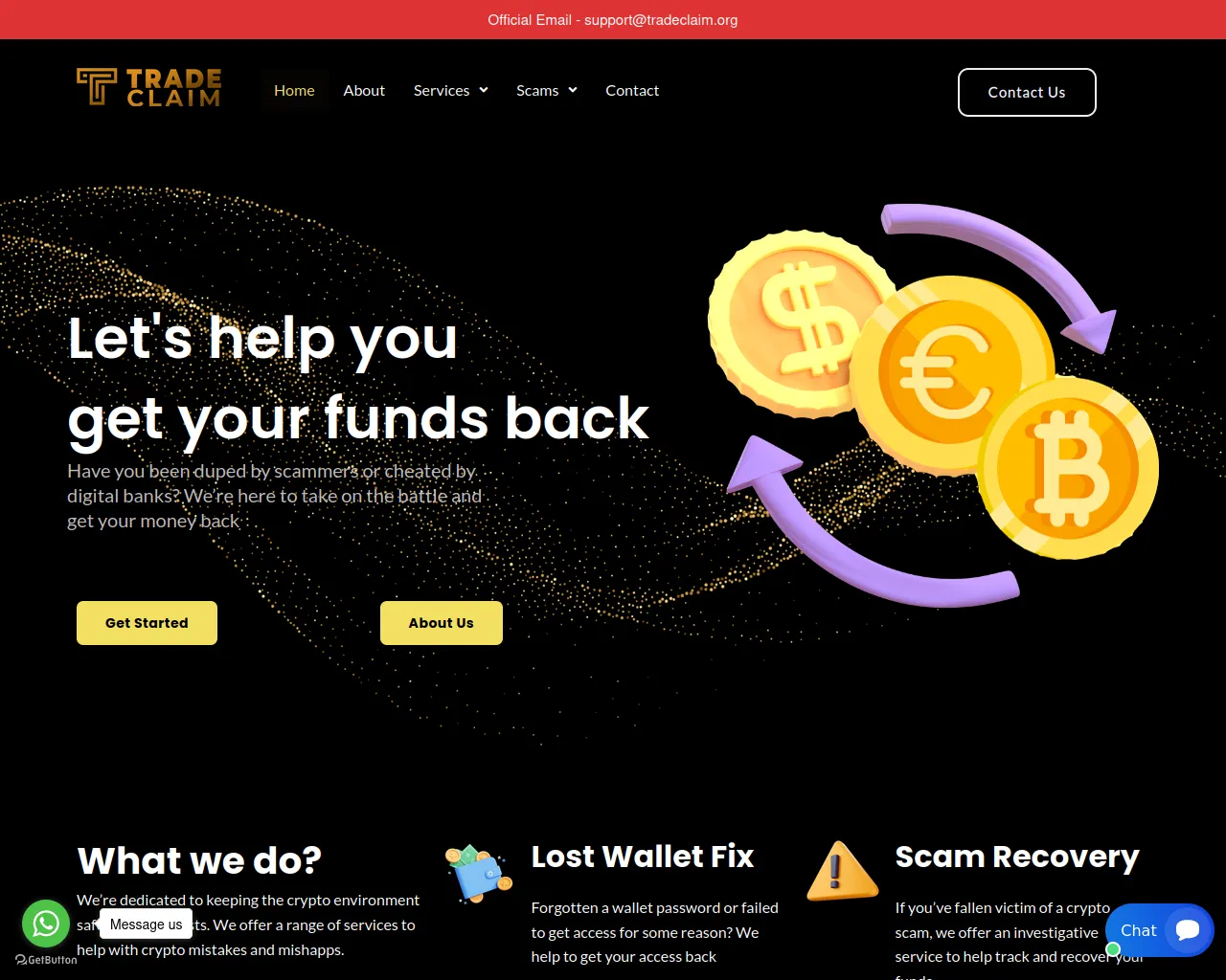 Screenshot of tradeclaim.org