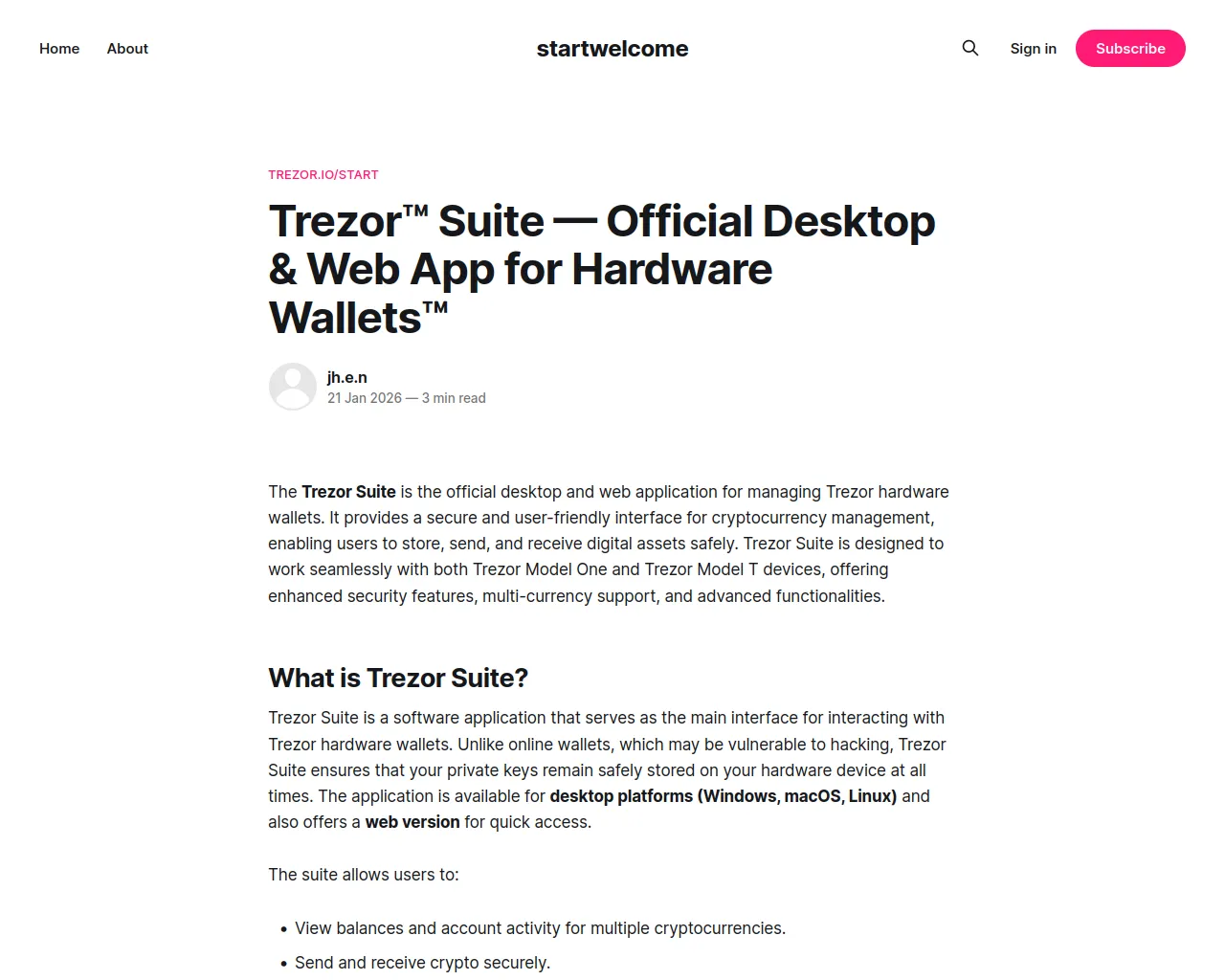 Screenshot of startwelcome.ghost.io