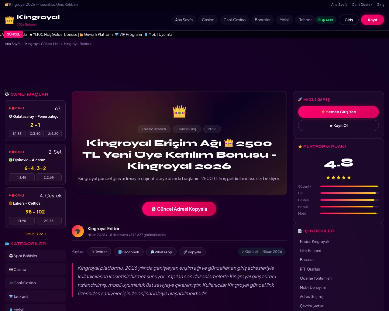 Screenshot of kingsroyals-yeni-adress.com
