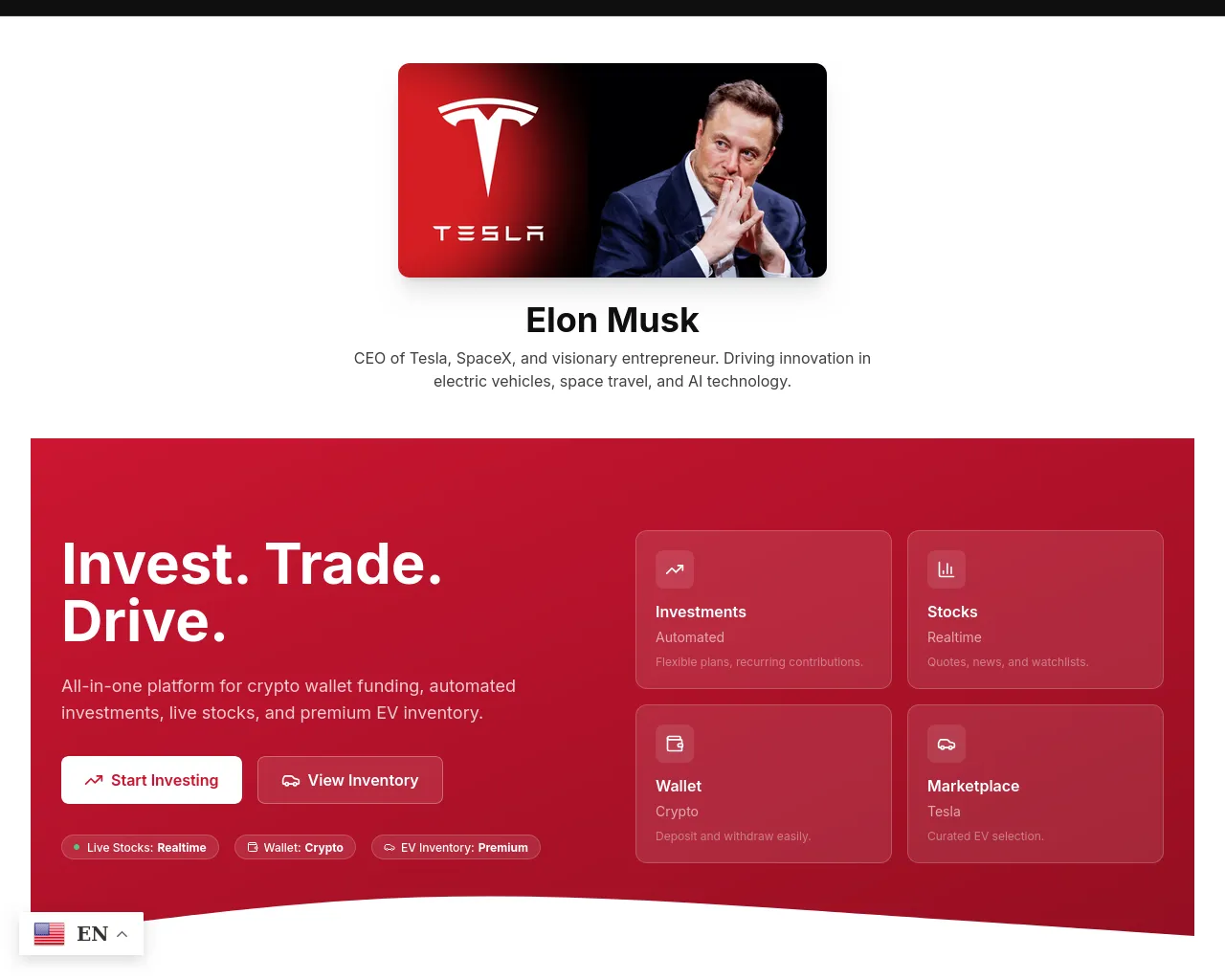 Screenshot of teslacapm.live