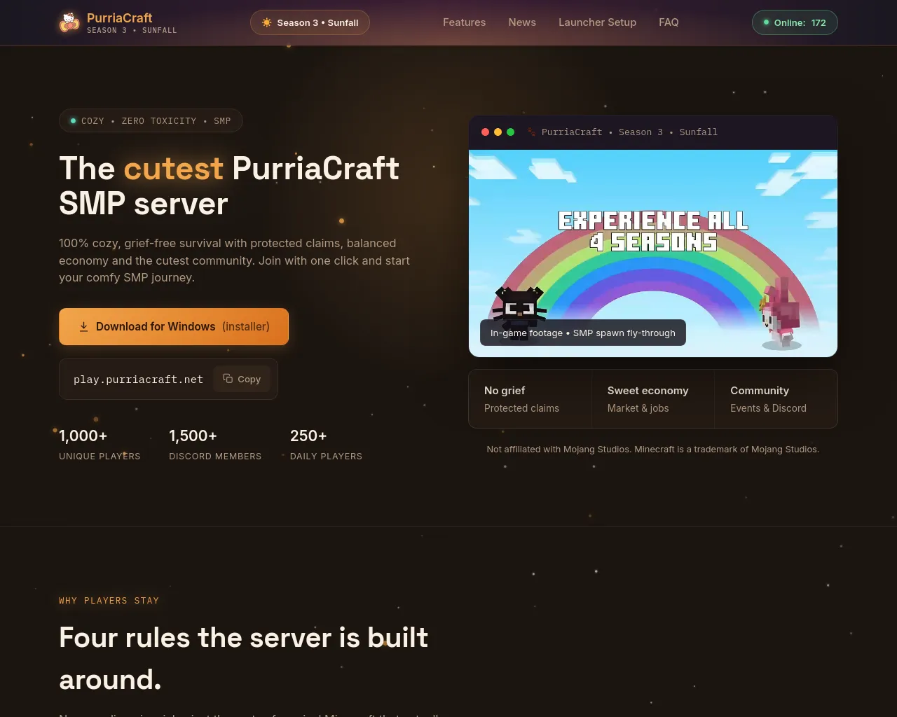 Screenshot of purriacraft.net