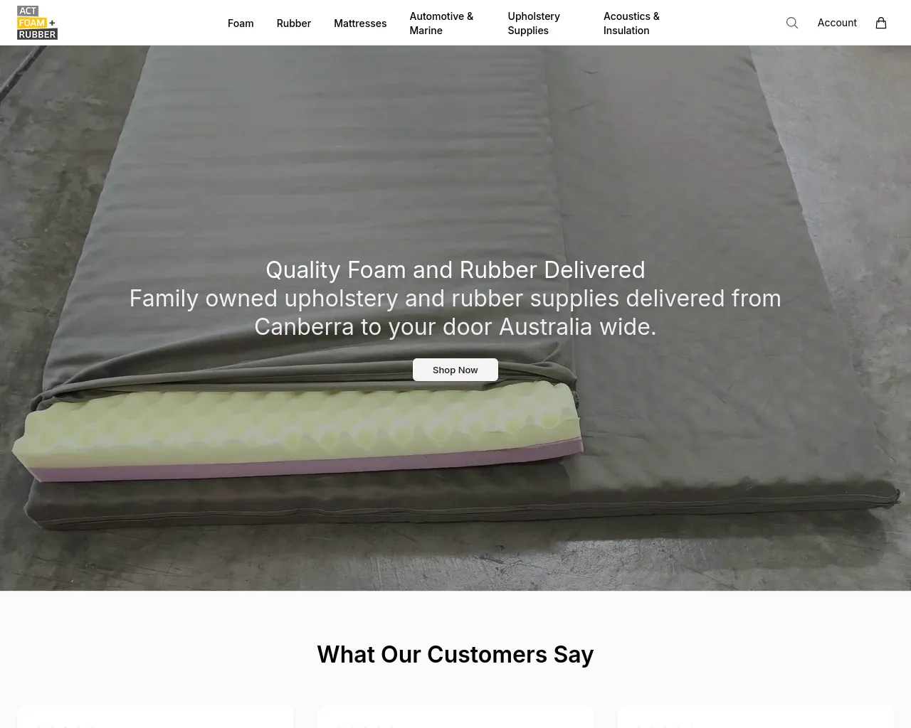Screenshot of actfoamandrubberstore.shop