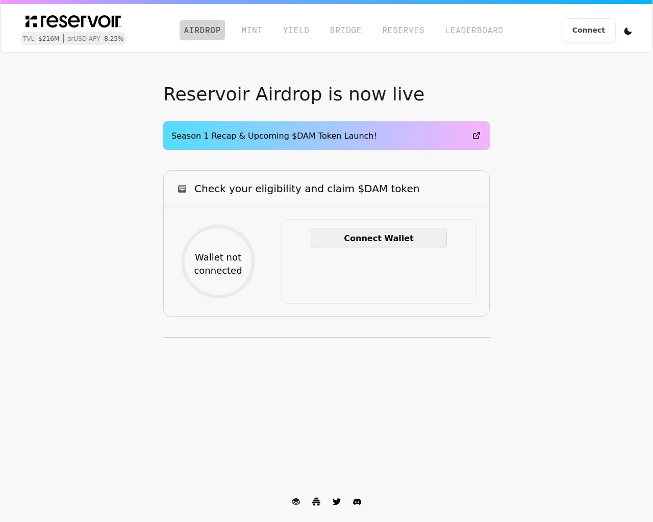 Screenshot of reservoir-xyz.website