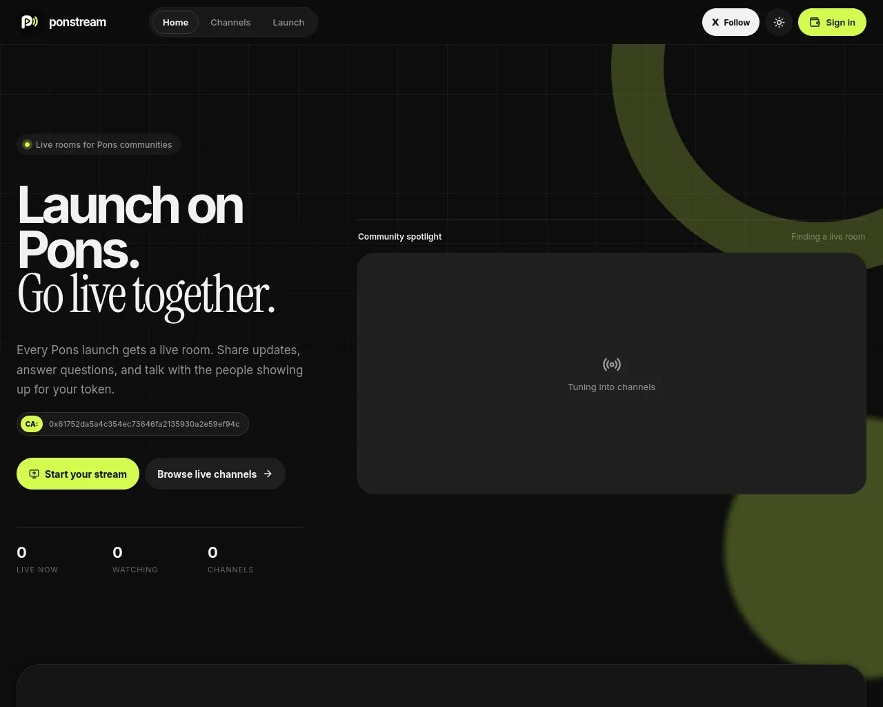 Screenshot of ponstream.live