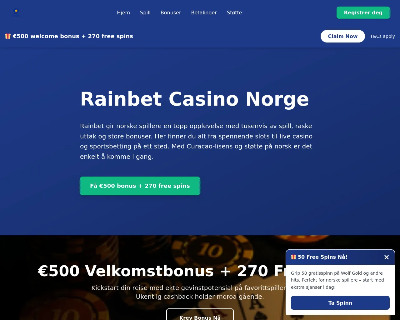 Screenshot of rainbetnorway.com