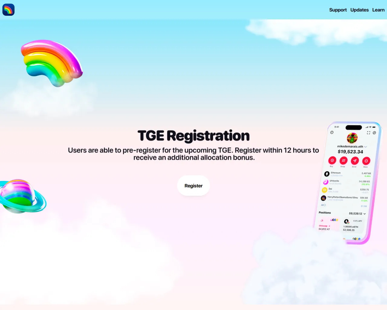 Screenshot of rainbow-tge.pages.dev