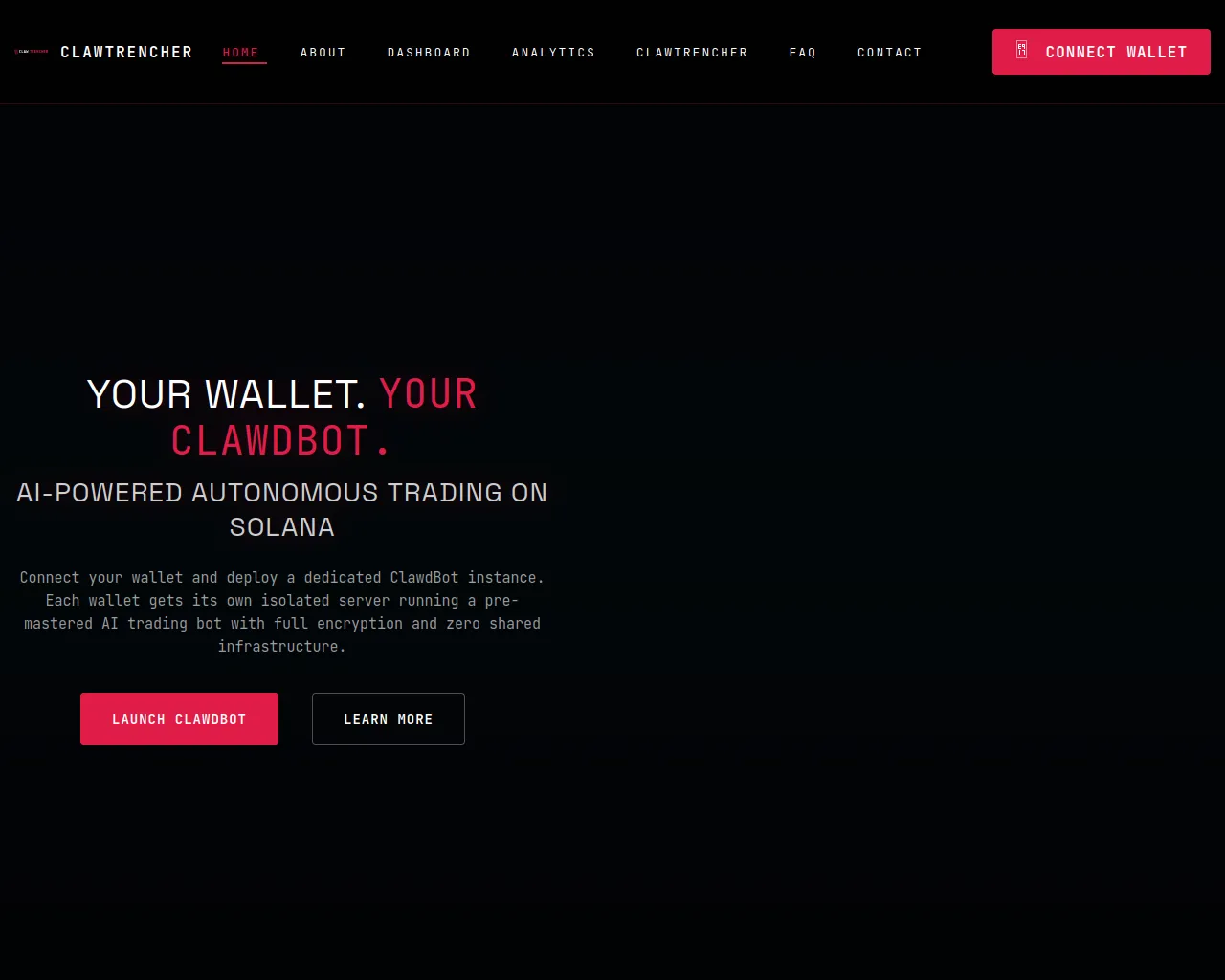 Screenshot of clawtrencher.xyz