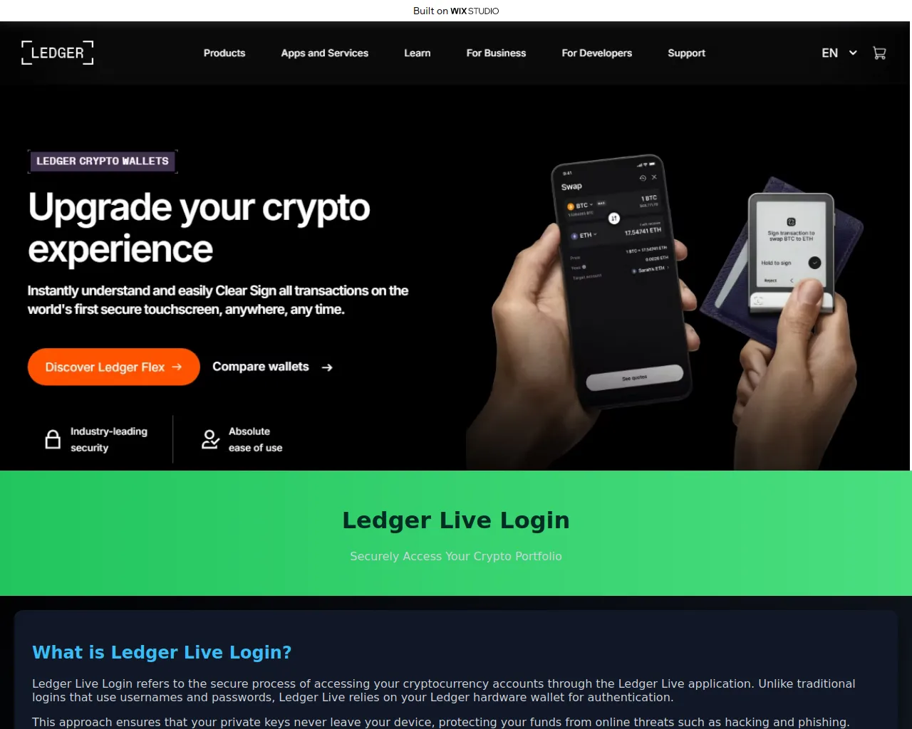 Screenshot of ledgr-live-us.wixstudio.com