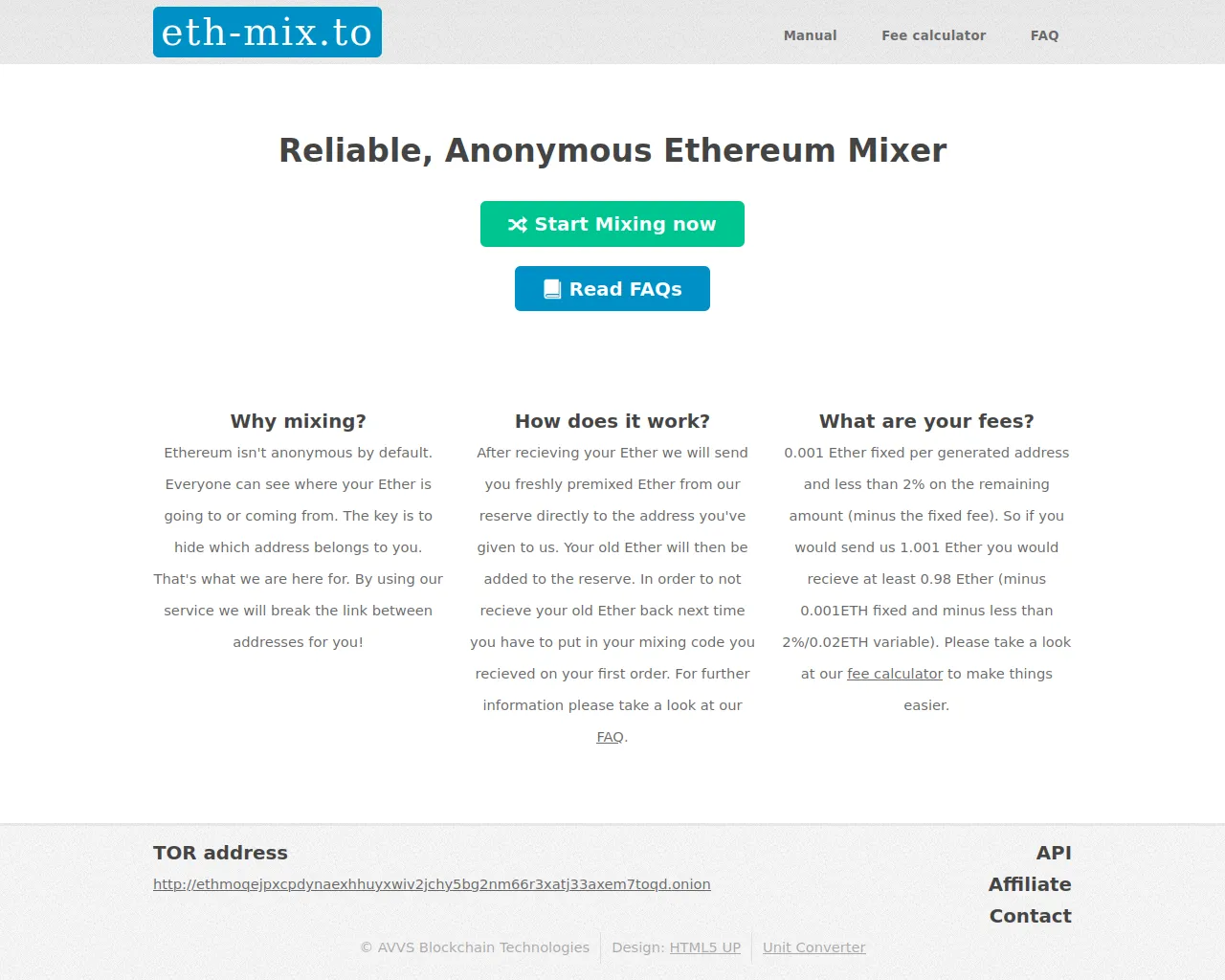 Screenshot of eth-mix.to