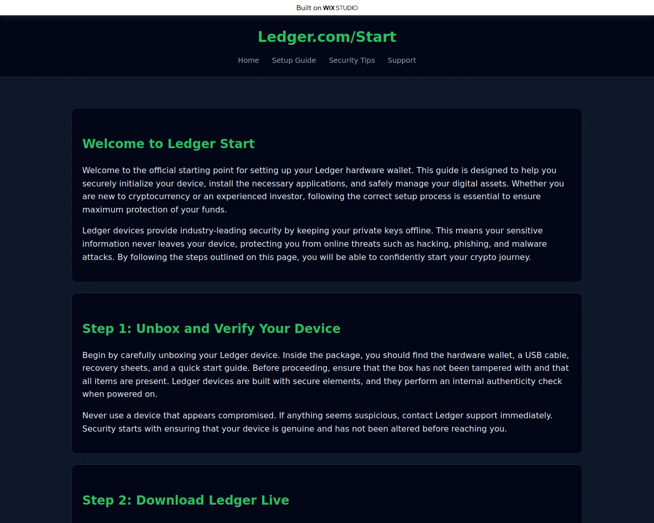 Screenshot of appstart-ledgro.wixstudio.com