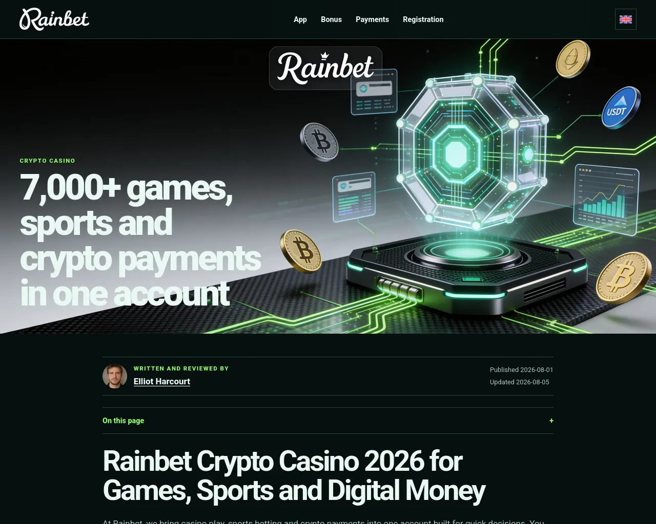 Screenshot of crypto-casino-rainbet.com