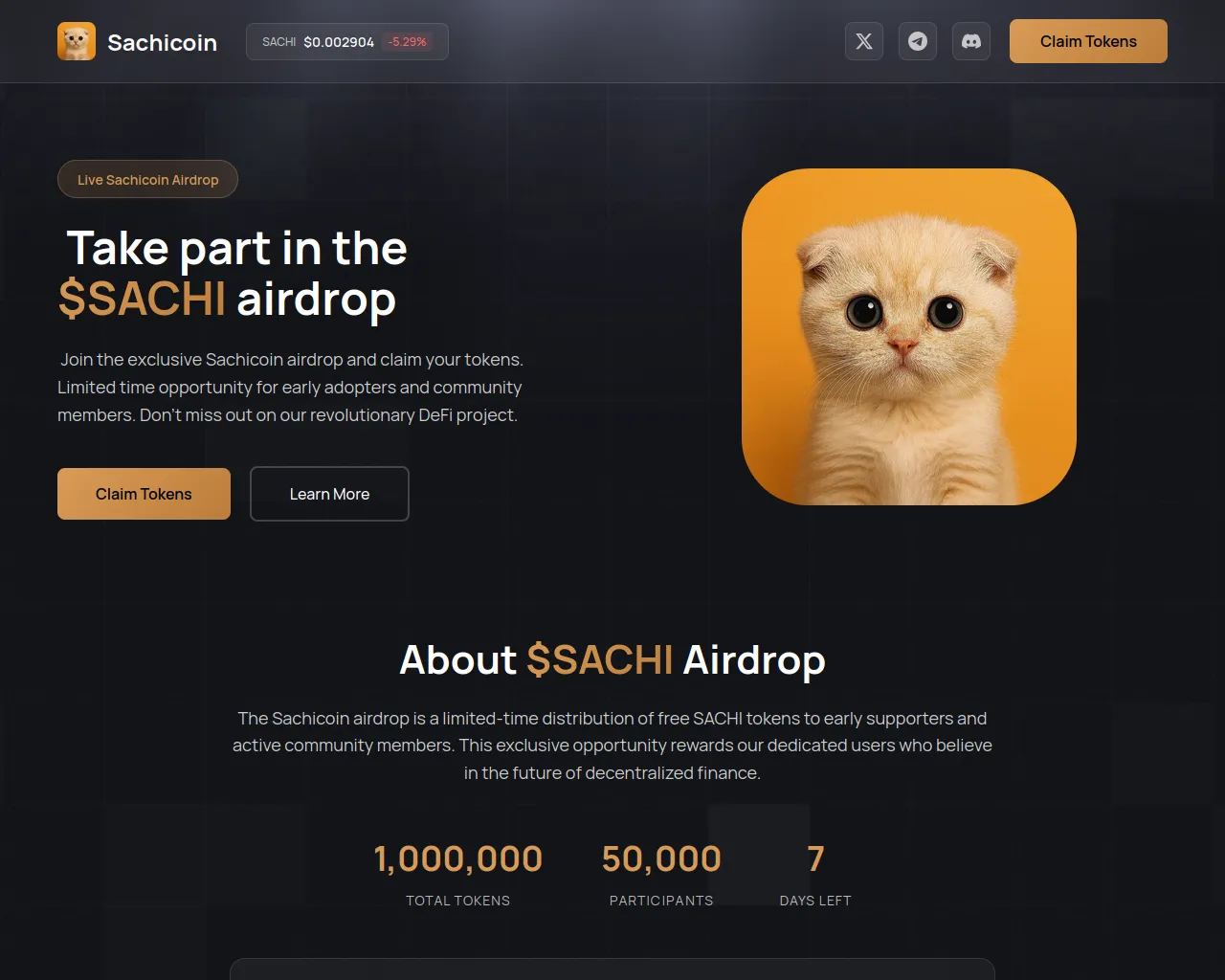 Screenshot of sachidrop.xyz