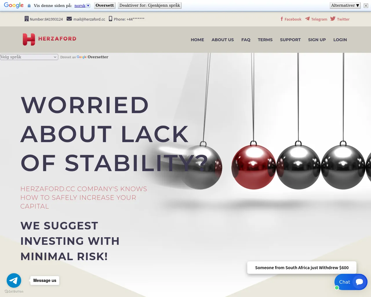 Screenshot of herzaford.cc