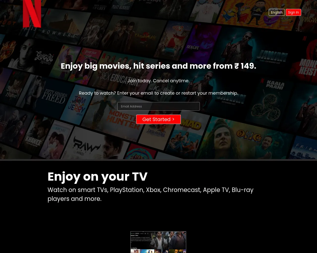 Screenshot of netflix.patelrudra.in