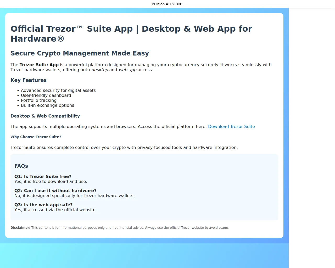Screenshot of homepage-suitetrezo.wixstudio.com