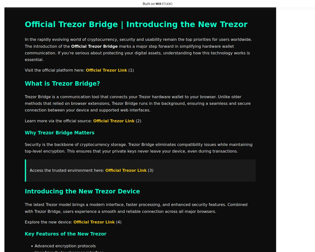 Screenshot of trrexorbridges.wixstudio.com