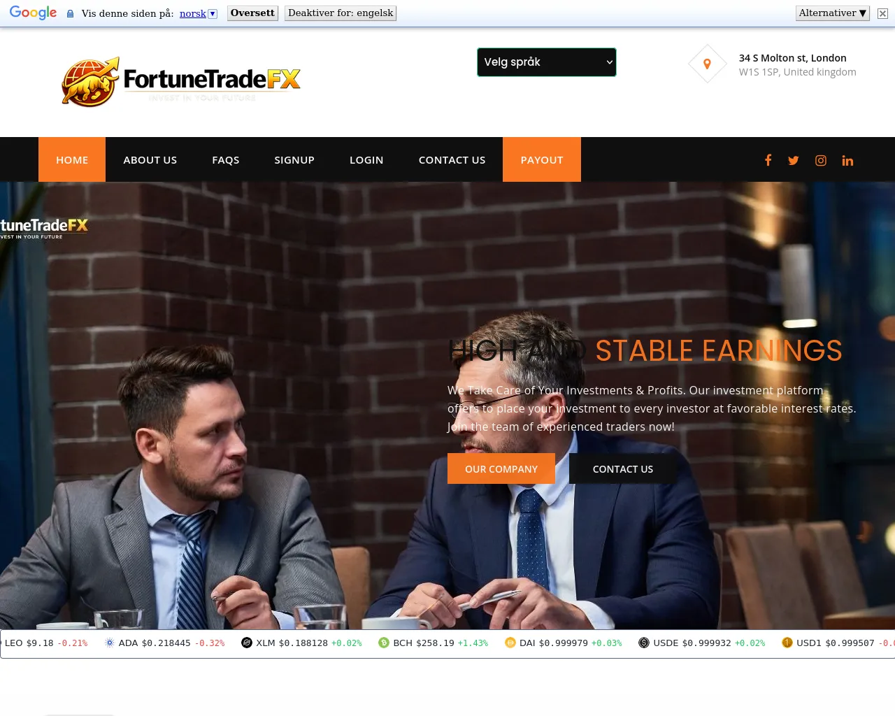 Screenshot of fortuntradefx.com