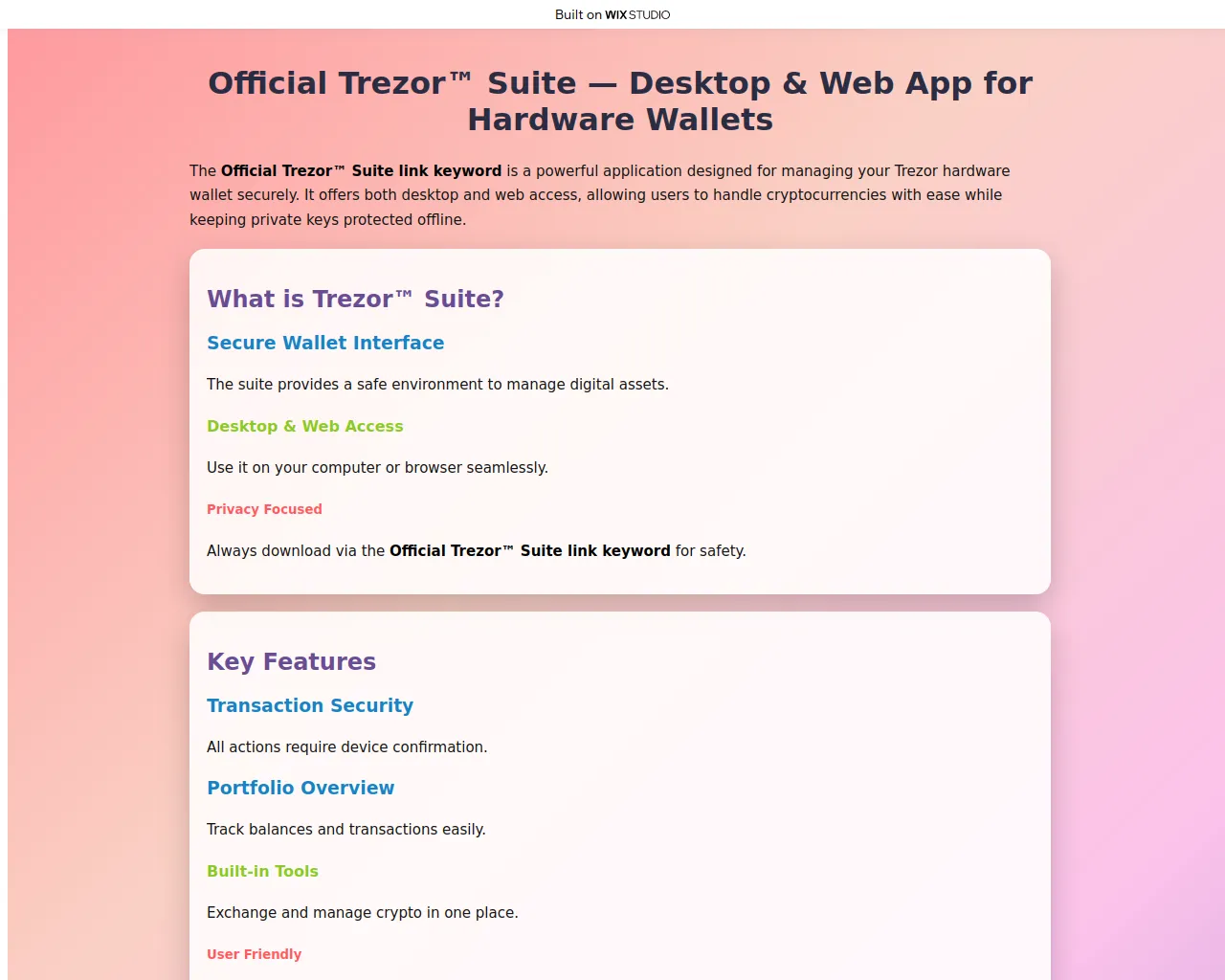 Screenshot of suitapps-trexor-trez.wixstudio.com
