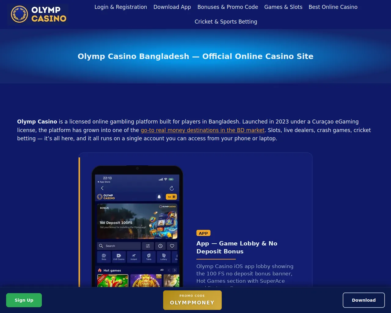 Screenshot of bd-olymp-casino.com