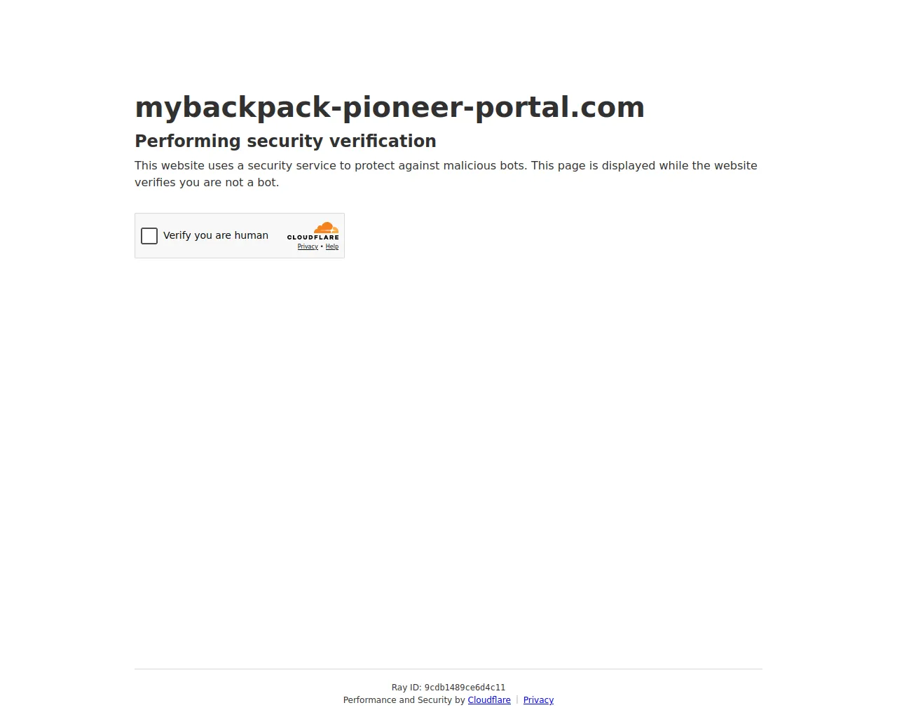 Screenshot of mybackpack-pioneer-portal.com
