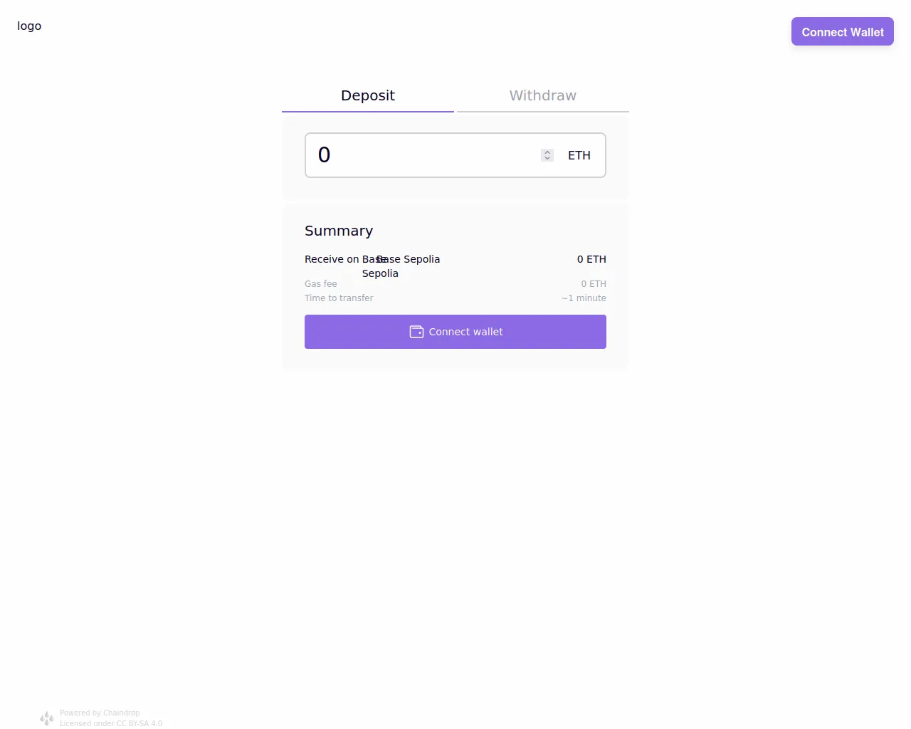 Screenshot of base-sepolia-bridge.pages.dev