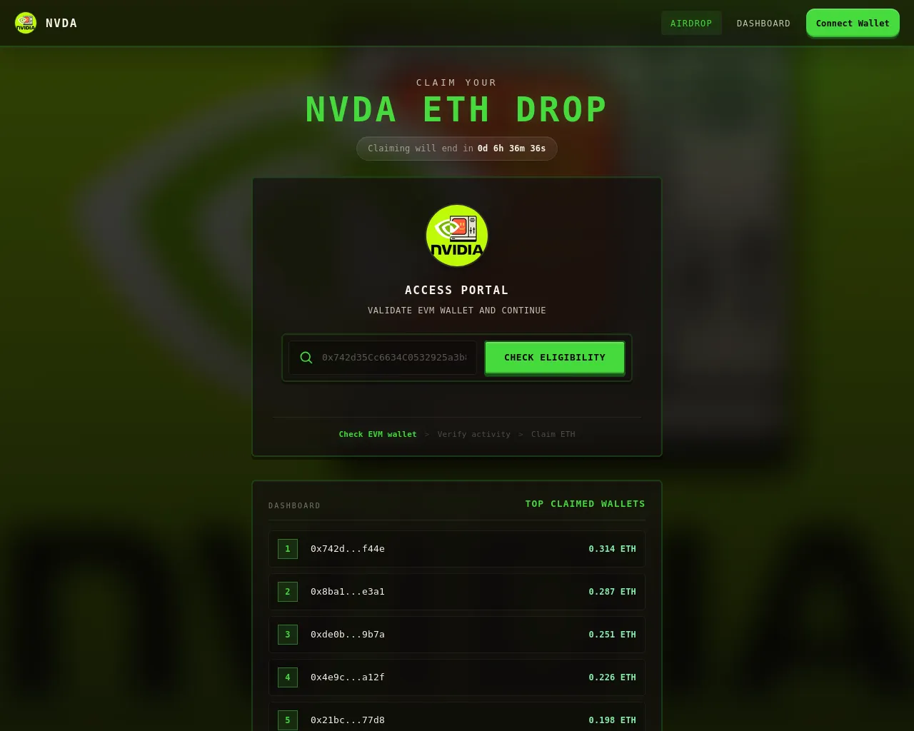 Screenshot of nvda.5a-evmcheck.lol
