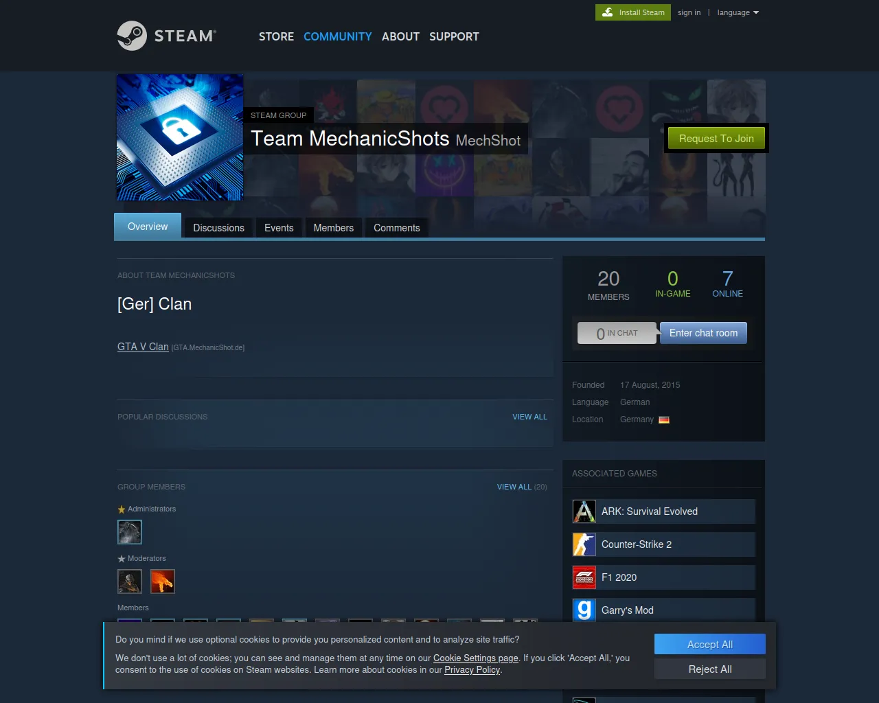 Screenshot of steam.mechanicshot.de