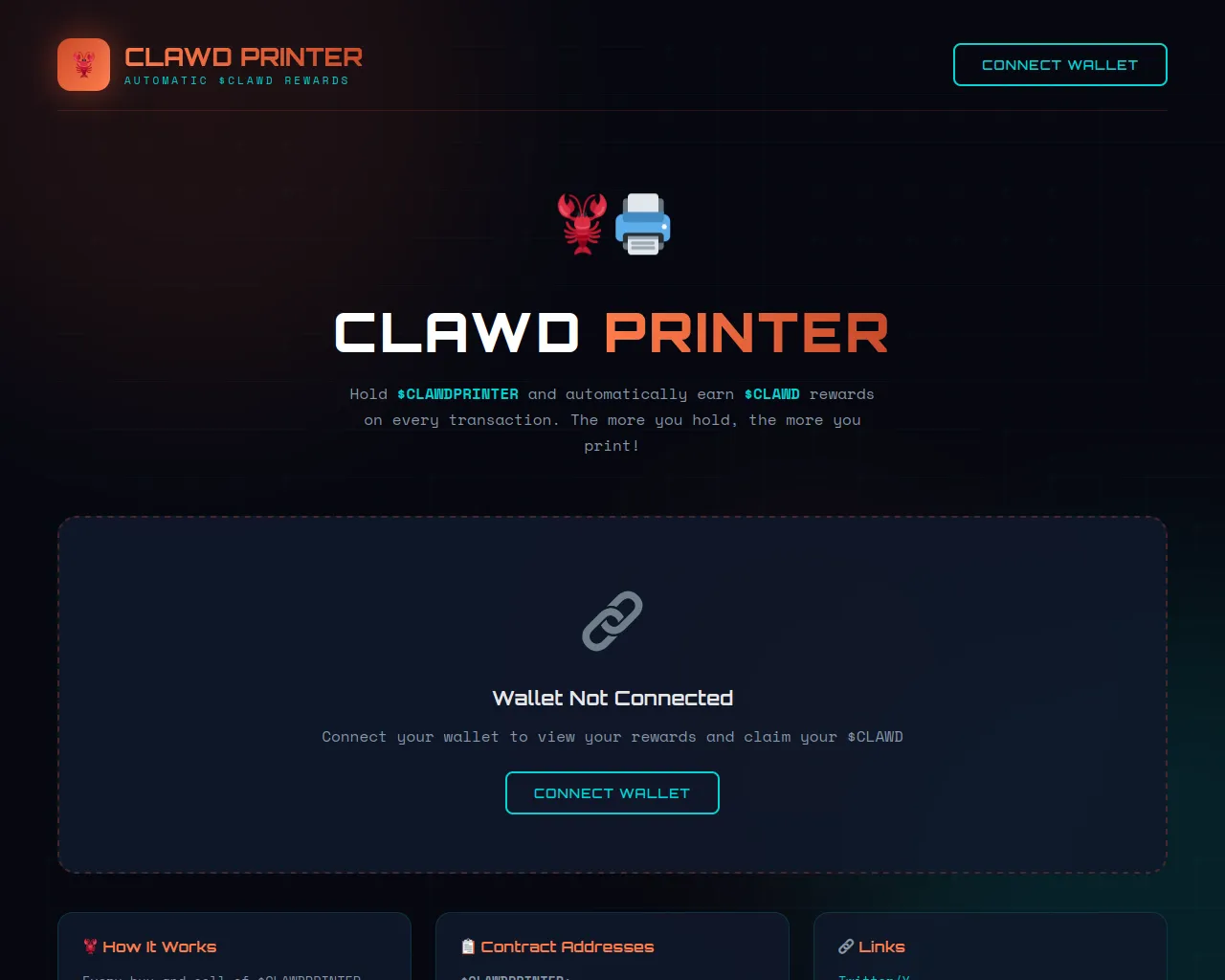 Screenshot of clawdprinter.xyz