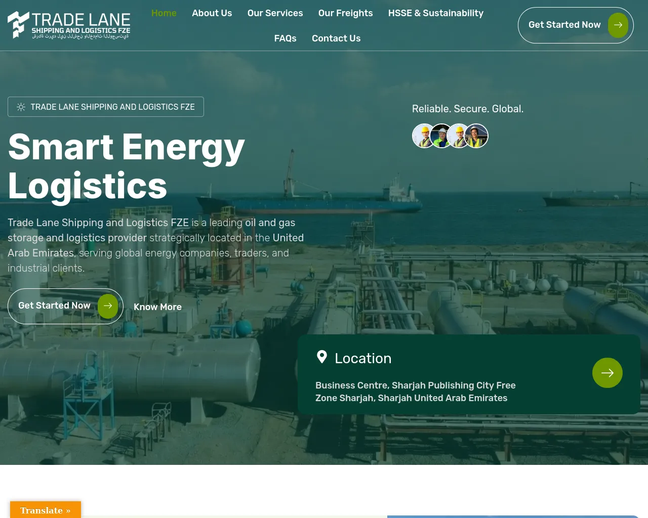 Stored screenshot of tradelaneshippinglogistics.com