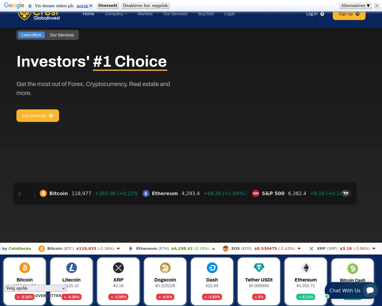 Screenshot of crestglobalinvest.com