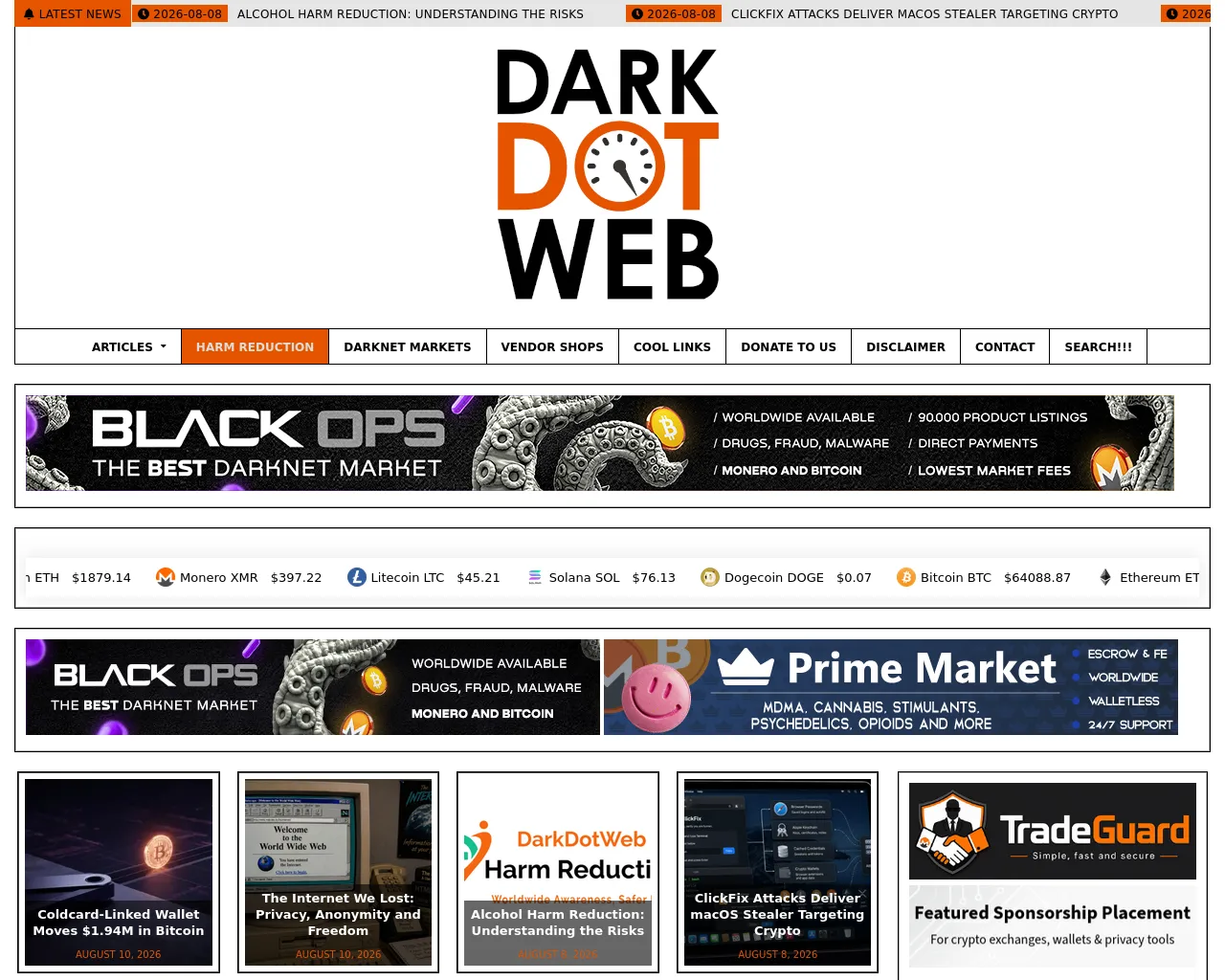 Screenshot of darkdotweb.com