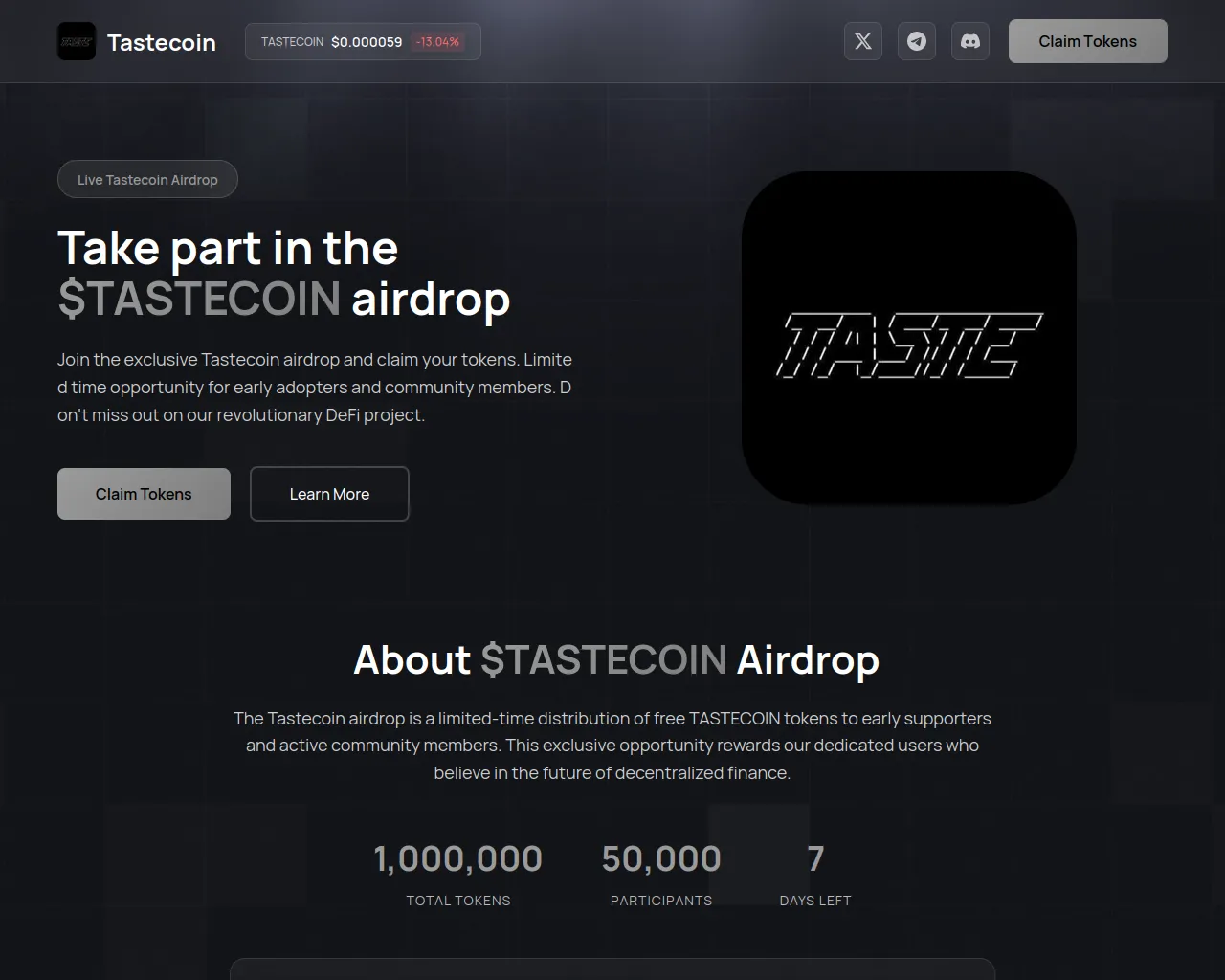 Screenshot of event-tastecoin.fun