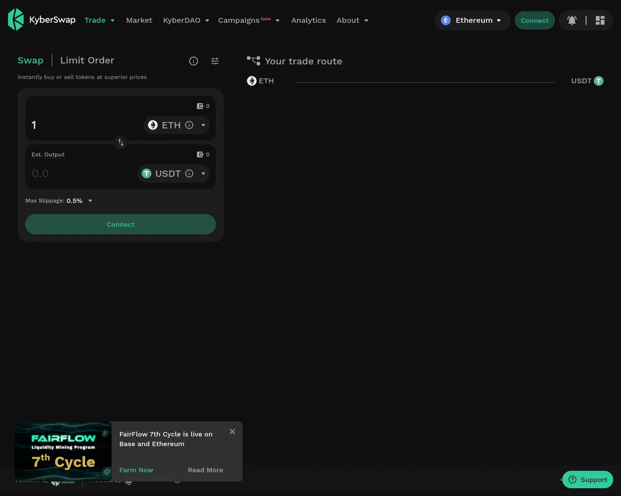 Screenshot of kyberswapairdrop.pages.dev
