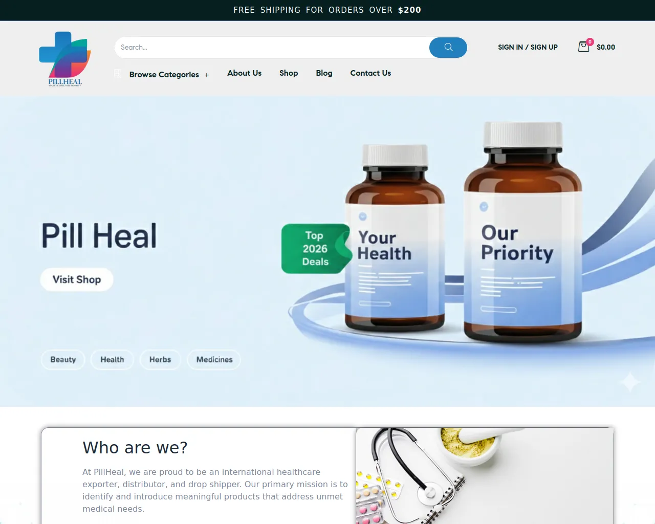 Screenshot of pillheal.com