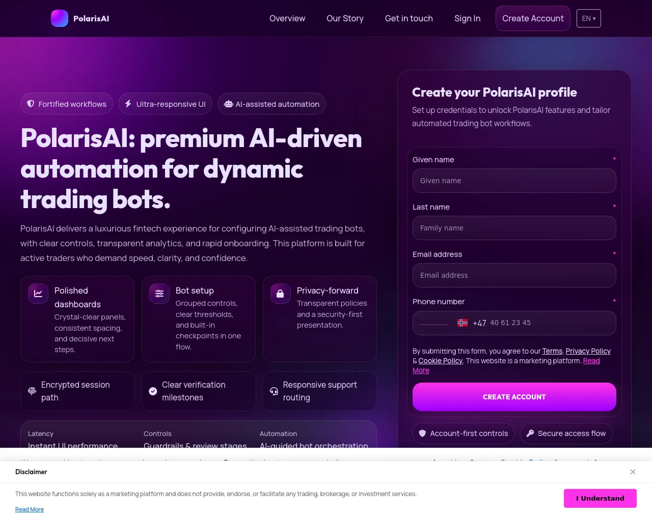Screenshot of polarisai.click