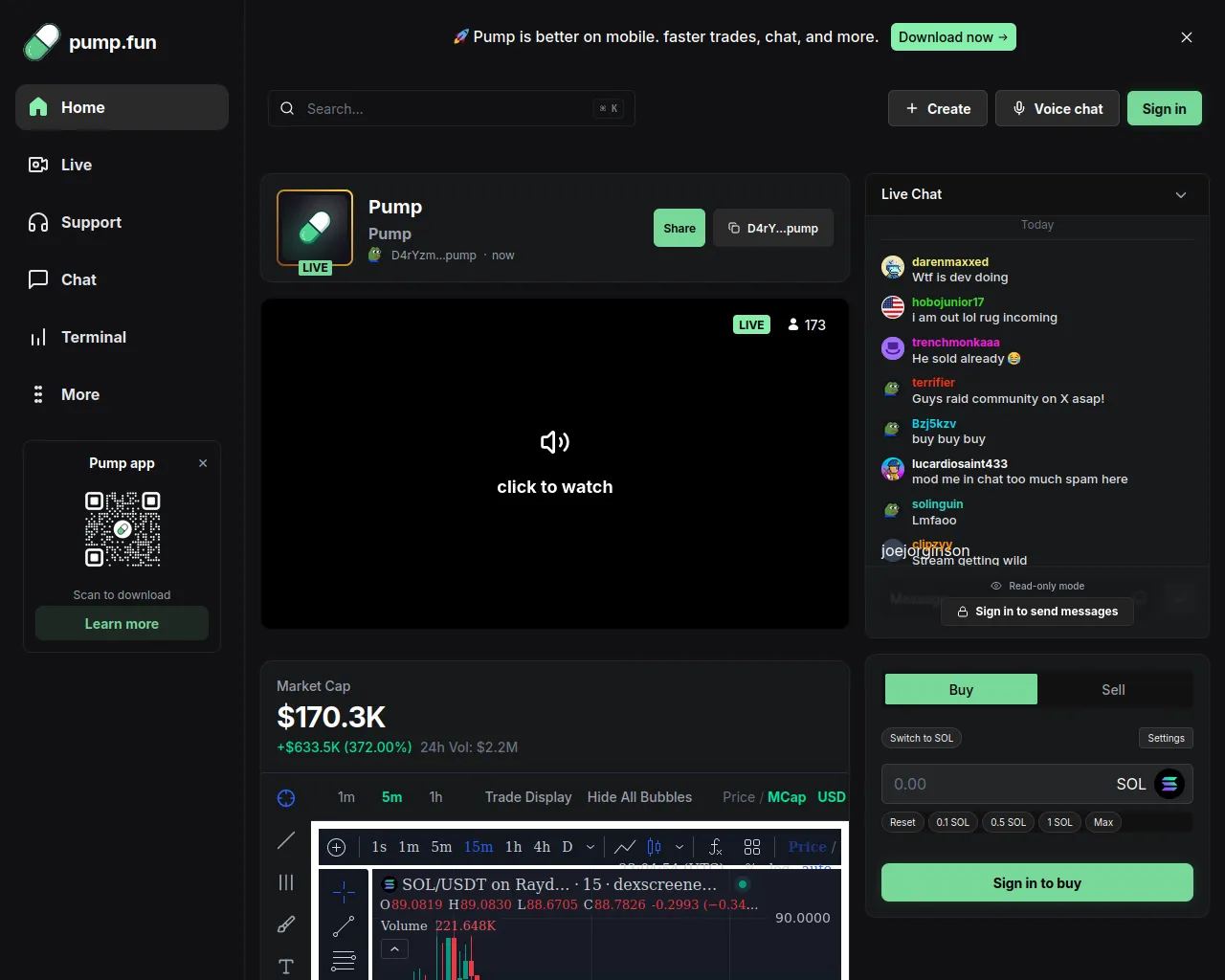Screenshot of pump-livestreams.fun