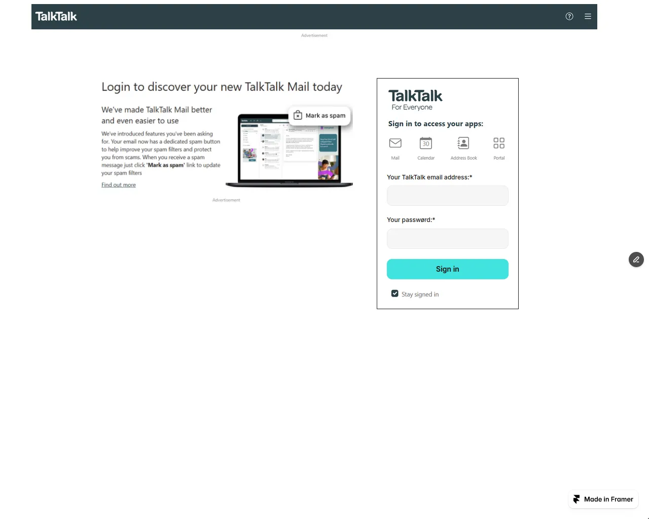 Screenshot of simplest-sheet-555465.framer.app