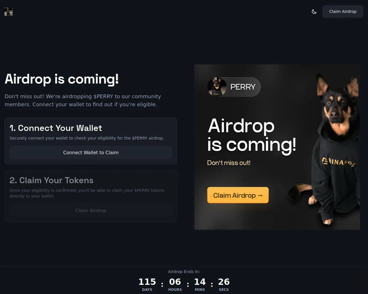 Screenshot of perry-binance.vercel.app