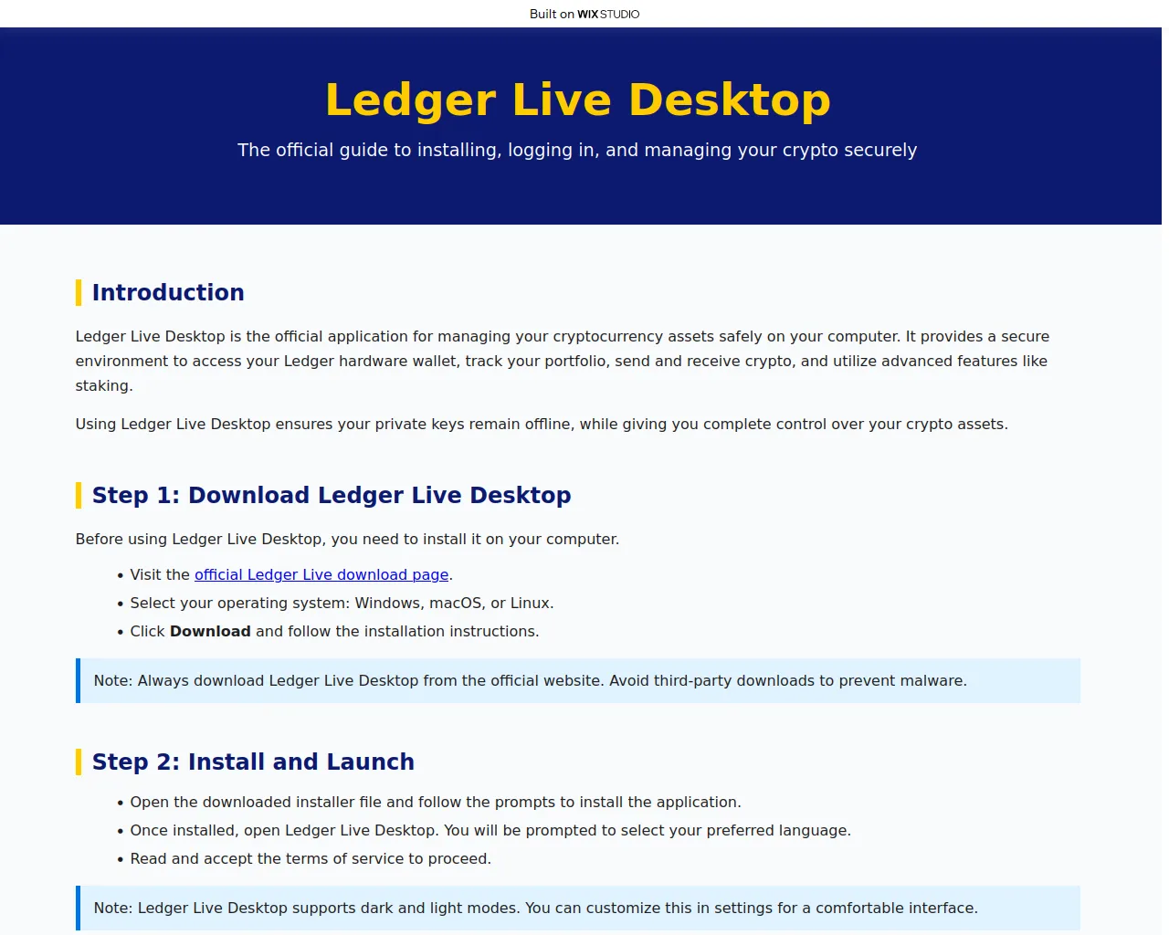 Screenshot of startdesktoplive.wixstudio.com